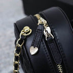 Mini Borsa Nera a Cuore in Pelle