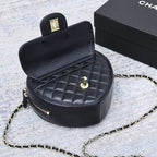 Mini Borsa Nera a Cuore in Pelle