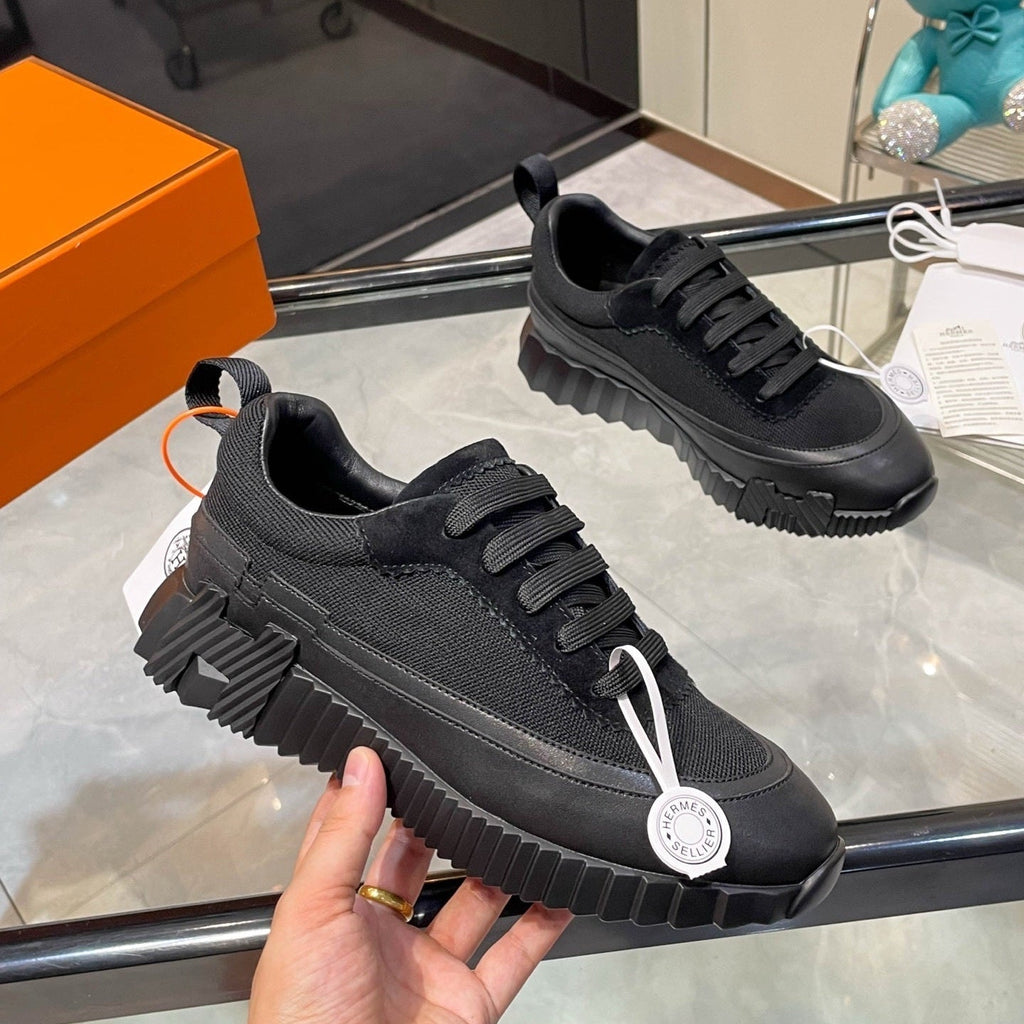 Sneakers H a Strisce in Pelle