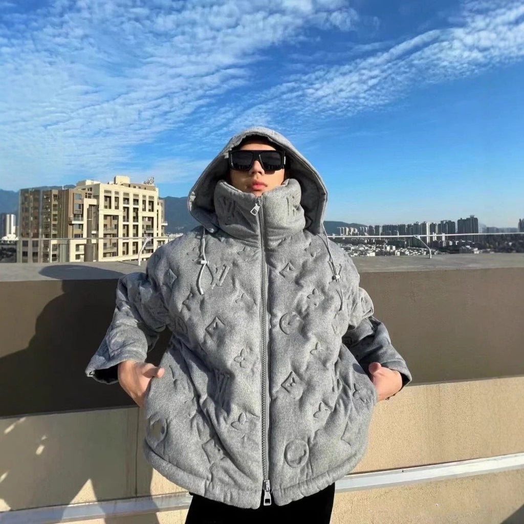Textured Grey Puffer Jacket LV.