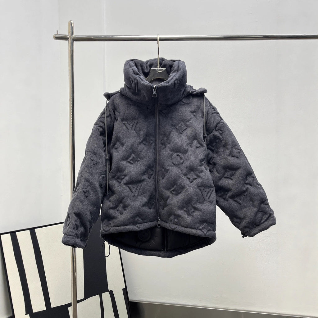 Textured Grey Puffer Jacket LV.