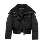 Black Knitted Shawl Puffer