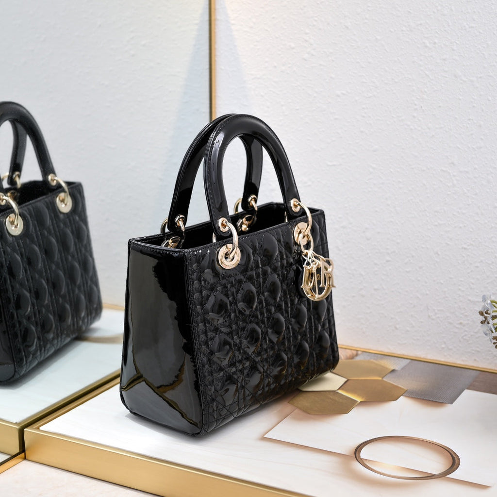 Lady D Style Shoulder Bag – Black (24cm)