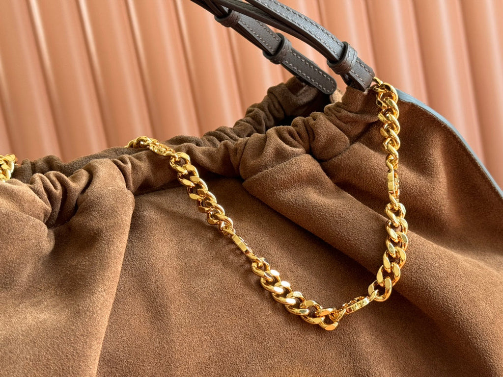 Borsa tote grande Blondie in pelle scamosciata marrone