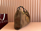 Borsa tote grande Blondie in pelle scamosciata marrone