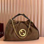 Borsa tote grande Blondie in pelle scamosciata marrone